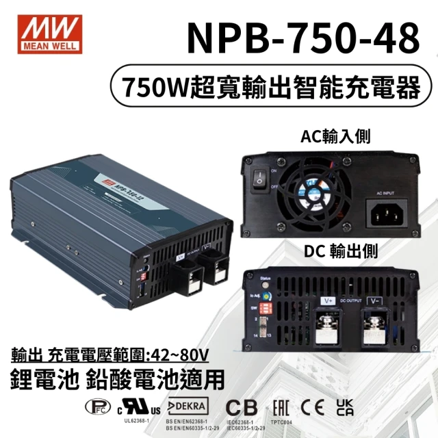 MEAN WELL 明緯 全新原廠公司貨 NPB-750-48(750W超寬輸出智能偵測充電器)