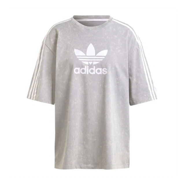 adidas 愛迪達 Wash Tee 女 短袖 上衣 T恤 寬鬆 運動 休閒 三葉草 水洗 圓領 灰(IW3412)