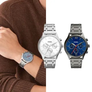 【FOSSIL 官方旗艦館】Fenmore系列  三眼簡約指針手錶 不鏽鋼鍊帶 44mm【618 限定價】(多色可選)