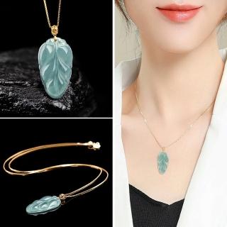 【LEESA】母親節禮物 翡翠玉墜\項鍊\墜子\玉項鍊\藍水葉子\冰種玉石\氣質項鍊\天然翡翠A貨\冰種翡翠\吊墜\