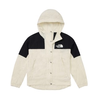 【The North Face】TNF 拼接防風防潑水下擺抽繩連帽外套 W MTN WIND JACKET-AP 女 米白(NF0A81RXROU)