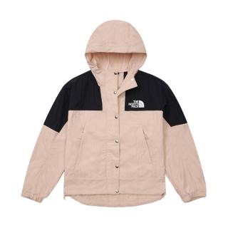 【The North Face】TNF 拼接防風防潑水下擺抽繩連帽外套 W MTN WIND JACKET - AP 女 粉黑(NF0A81RXHZI)