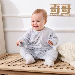 【奇哥】Chic a Bon 嬰幼童裝 蹦熊與兔長袍妙妙裝/連身衣-美麗諾羊毛布(3-12個月)