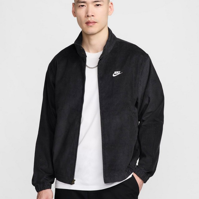 【NIKE 耐吉】立領外套 休閒  燈芯絨 復古 男 AS M NK CLUB HARRINGTON CRDRY 黑(FZ0632010)