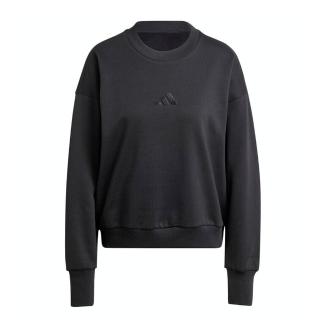 【adidas 愛迪達】W ALL SZN SWT 女 長袖 上衣 大學T 運動 休閒 寬鬆 保暖 舒適 黑(IX3812)