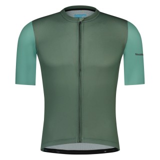 【SHIMANO】ARIA 男款短袖車衣 復古綠色
