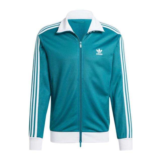 【adidas 愛迪達】Classic TT 男 立領 外套 運動 經典 復古 Y2K 合身 三葉草 藍綠(IY9878)