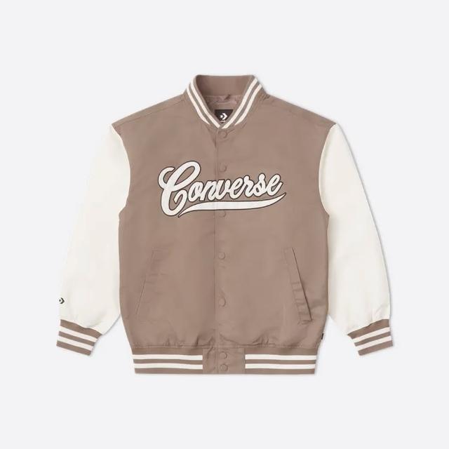 【CONVERSE】NON-PADDED BOMBER 舖棉外套 男女 米白棕(10026912-A05)