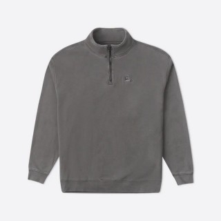【CONVERSE】SNEAKER PATCH 1/2 ZIP 半開襟上衣 男女 灰色(10027558-A01)