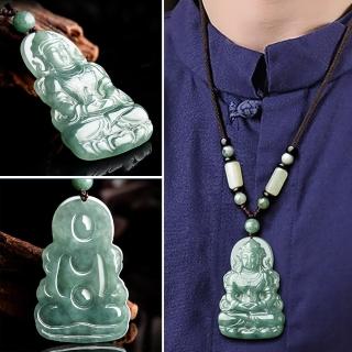 【LEESA】翡翠度母繩練\翡翠項鍊\觀音項鍊\油青冰種\玉石吊墜\玉墜\高檔翡翠\掛件\招財\富貴\天然緬甸A貨