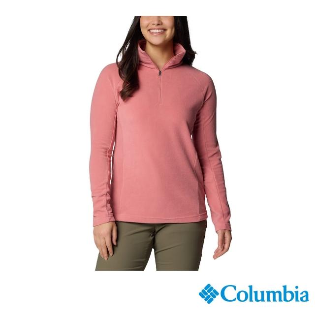 【Columbia 哥倫比亞】女款-半開襟刷毛長袖上衣-粉紅色(UAR11310PK/IF)