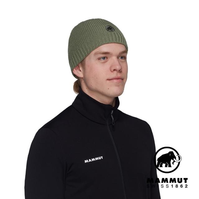 【Mammut 長毛象官方直營】Sublime Beanie 刺繡LOGO保暖針織羊毛帽 沼澤綠 #1191-01542