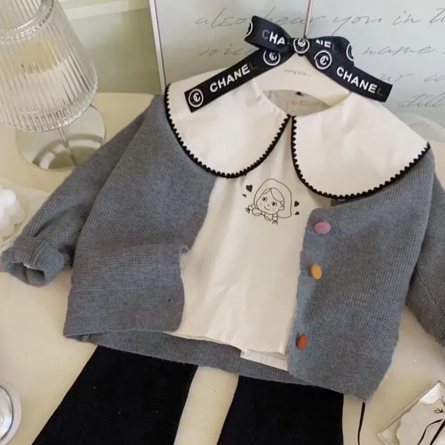 【橘魔法】彩色鈕扣華夫格長袖外套 針織外套 小外套 薄長袖 薄外套 開衫 針織衫 女童 兒童 童裝