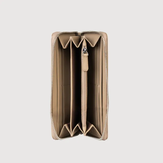 【BRAUN BUFFEL 德國小金牛】依雅娜 8卡拉鍊長夾-奶茶棕(BF853-602-SVM) 錢包送禮推薦