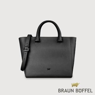【BRAUN BUFFEL 德國小金牛】依雅娜 大托特包-黑色(BF853-56-BK) 女包送禮推薦