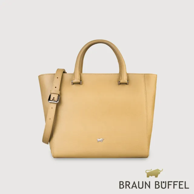【BRAUN BUFFEL 德國小金牛】依雅娜 大托特包-淺棕色(BF853-56-CR) 女包送禮推薦