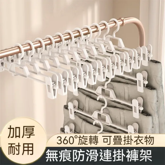 【晴安居】360度旋轉防滑褲夾 可疊掛裙子架乾濕兩用無痕收納夾(4入)