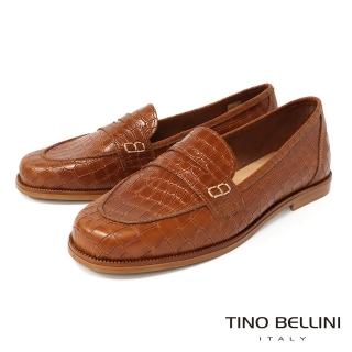 【TINO BELLINI 貝里尼】牛皮壓紋樂福鞋FYLV039-N(棕色)