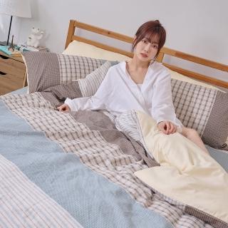 【戀家小舖】60支300織100%精梳棉 被套床包枕套組-簡單時光(雙人)
