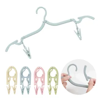 【樂邦】10入/帶夾攜帶式旅行摺疊衣架(防滑衣架 曬帽架 收納架 折疊衣架 晾衣架 曬衣架 便攜式折疊衣架)