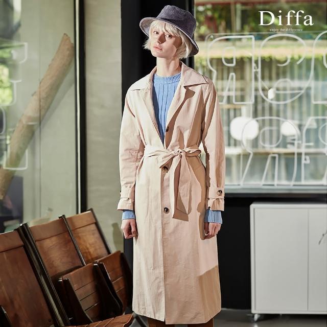 【Diffa】俐落長版風衣外套-女