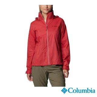 【Columbia 哥倫比亞】女款-防潑水連帽風衣-深紅色(UWL57760CV/IF)
