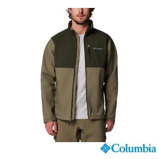 【Columbia 哥倫比亞】男款-防潑立領軟殼外套-軍綠色(UWE60440AG/IF)