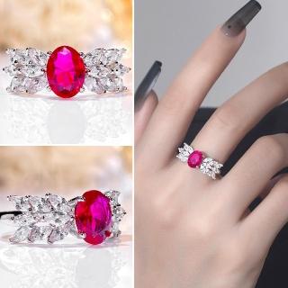 【LEESA】618 鴿血紅戒指\純銀戒指\指環\戒指\飾品\歐美戒指\大戒指\新娘飾品\浮誇戒指\送長輩\女生
