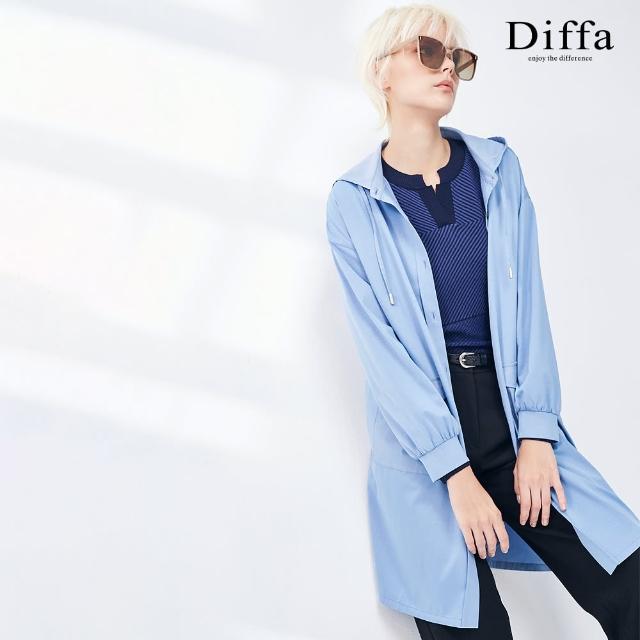 【Diffa】落肩連帽設計長版外套-女