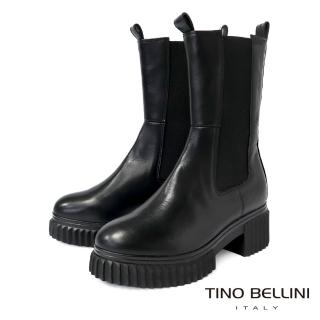 【TINO BELLINI 貝里尼】中筒切爾西靴FWTV008-1(黑)