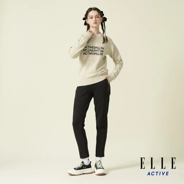 【ELLE ACTIVE】女款 保暖針織長袖上衣-卡其色(EA24A2F5401#82)