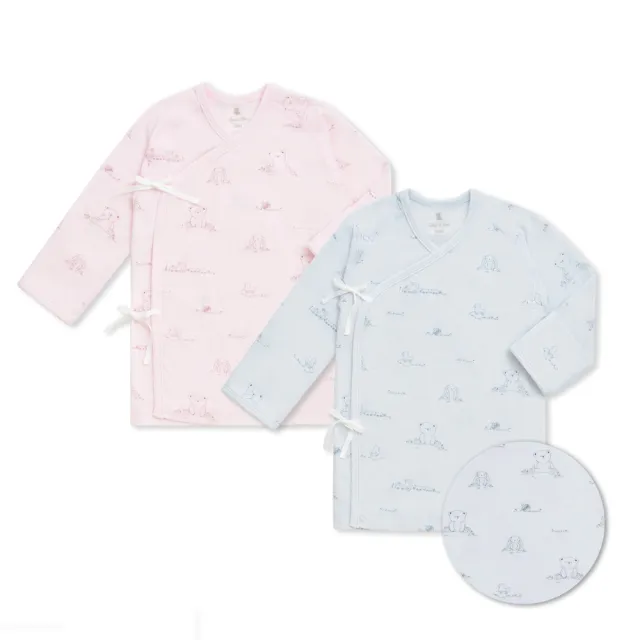 【奇哥】Chic a Bon 嬰幼童裝 蹦熊與兔肚衣-美麗諾羊毛布(3-6個月)