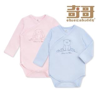 【奇哥】Chic a Bon 嬰幼童裝 蹦熊與兔長袖開襟包屁衣/兔裝-美麗諾羊毛布(3-6個月)