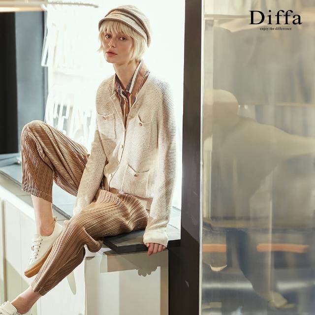 【Diffa】簡約質感壓褶設計長褲-女