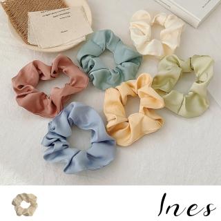 【INES】亮絲髮圈 緞面髮圈/韓國設計法式復古純色亮絲緞面大腸圈 髮圈 髮繩(7色任選)