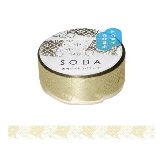 【KING JIM】HITOTOKI SODA 透明PET卷狀膠帶 15MM 金箔軋型款