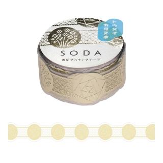 【KING JIM】HITOTOKI SODA 透明PET卷狀膠帶 20MM 金箔軋型款