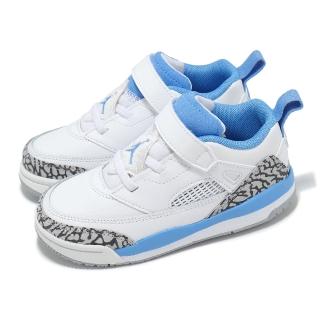 【NIKE 耐吉】學步鞋 Jordan Spizike Low TD 童鞋 小童 白 北卡藍 魔鬼氈 UNC 休閒鞋(FQ3952-141)