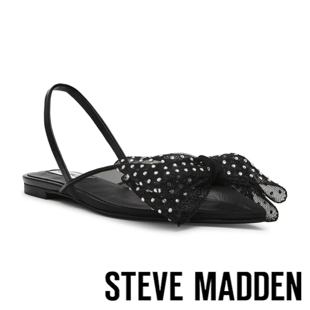 steve madden RUBIE-M 大蝴蝶結透膚涼鞋(黑色)