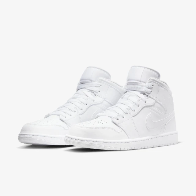 NIKE 耐吉 休閒鞋 Air Jordan 1 Mid 男鞋 白 全白 中筒 AJ1(554724-136)