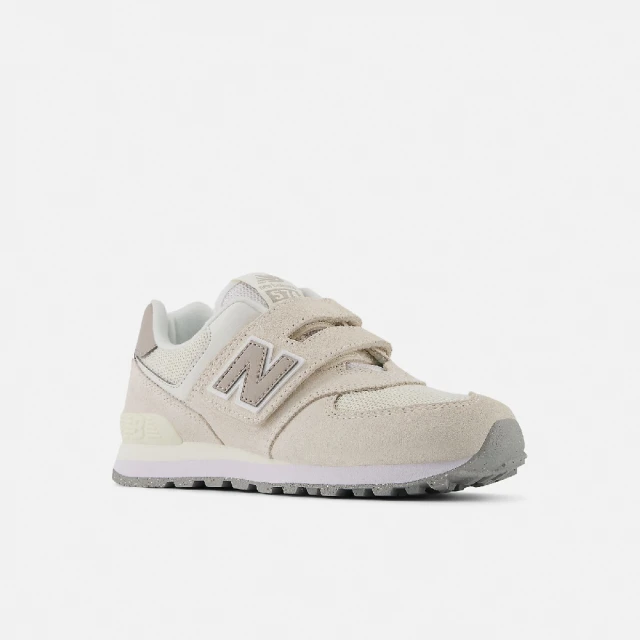 NEW BALANCE 童鞋 574 寬楦 中童 亞麻 淺草菇色 復古 經典 魔鬼氈 NB(PV574ESC-W)