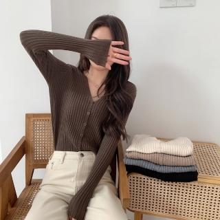 【D.studio】韓版顯瘦V領針織外套(薄外套防曬外套針織上衣長袖外套 女裝 衣服上衣保暖外套保暖上衣 J251)
