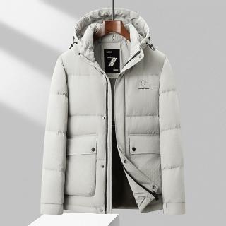 【巴黎精品】現貨+預購 真羽絨90%白鴨絨羽絨外套羽絨衣夾克(保暖純色提花三防中長羽絨男外套2色a1is53)