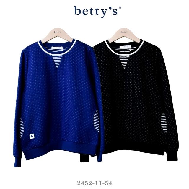 【betty’s 貝蒂思】條紋拼接菱格紋壓線T-shirt(共二色)