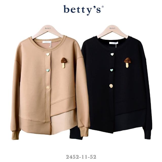 【betty’s 貝蒂思】蘑菇別針+愛心裝飾釦開衩T-shirt(共二色)