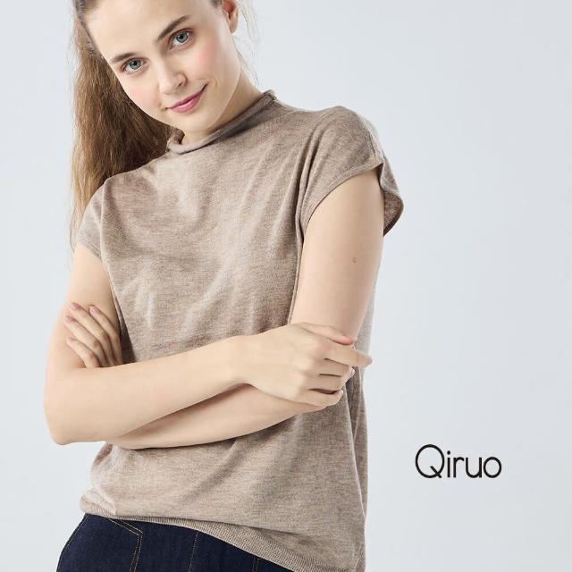 【Qiruo 奇若名品】秋冬專櫃針織短袖上衣0188A-45卡色小立領百搭(FF)