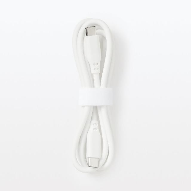 【MUJI 無印良品】不易糾結柔軟傳輸線/USB-C對USB-C/白(1m/型號: MJ-UC1CTC-W)