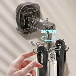 【BYJOYYOU】吸盤六爪旋轉掛鉤 黑(免打孔無痕不傷牆 強力承重 廚房 浴室 衛浴 置物架 收納架)