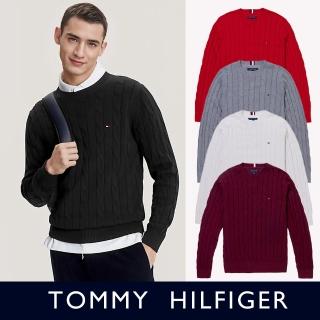 【Tommy Hilfiger】TOMMY 經典圓領刺繡小LOGO麻花針織毛衣 上衣-多色組合(平輸品/)