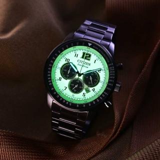 【CITIZEN 星辰】夜光型者 光動能三眼計時手錶 母親節 禮物 男錶(CA4507-84X)